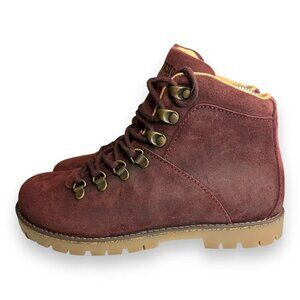 Birkenstock Women's Size 7 Nubuck Leather Laced Ankle Boots Burgundy Narrow fit